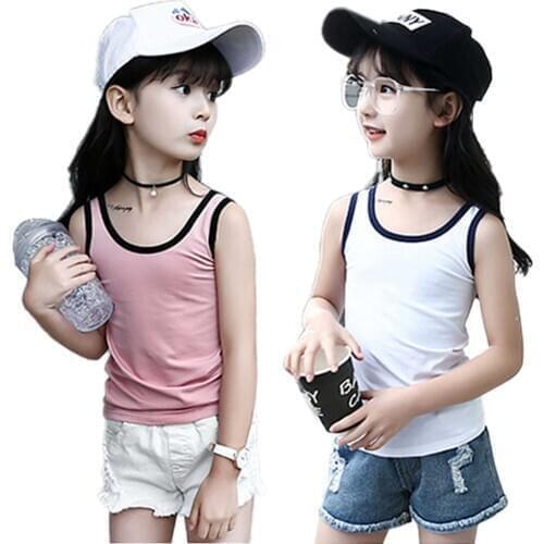 Girls Tank Top Pure Color Cotton Summer Vest Kids Underwear Girl Camisole Singlet Teenage Children Undershirt Casual Sport Tops