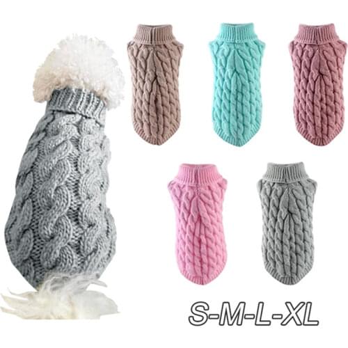 Fashion Dog Cat Sweater Clothing Winter Turtleneck Knitted Pet Cat Puppy Clothes Costume For Small Dogs Cats Chihuahua Outfit Ve