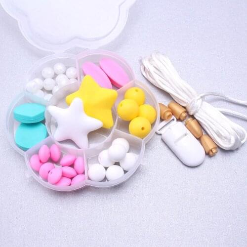 MHS.SUN Pretty Color DIY Silicone Beads Soft Baby Teething Beads Set For Nursing Chew Baby Comfort Teether Necklace Jewelry Make