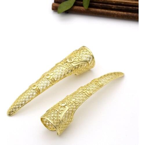 Ancient costume antiquity fake nails palace style Chinese style long armor cast copper hollow pattern dance jewelry fake nails