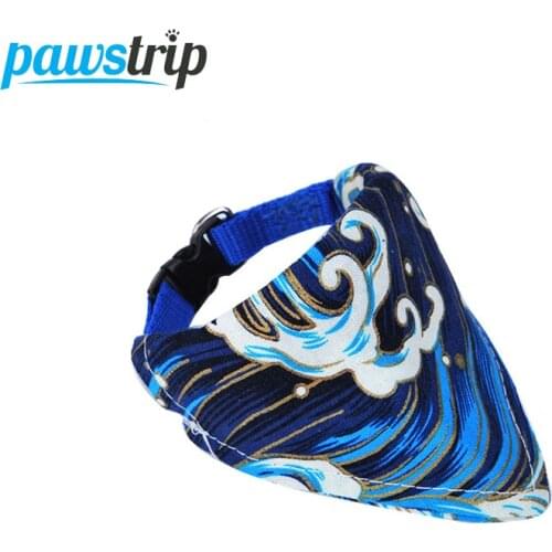 Pawstrip 6 Patterns Pet Dog Bandana Adjustable Small Dog Collar Scarf Soft Cotton Linen Cat Collar XS-XL