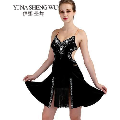 Diamonds Latin Dance Competition Clothing Adult Female New Professional Latin Performance Sling Dress Children Can Be Customized