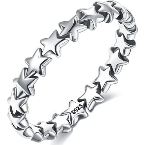 100% 925 sterling silver star finger ring Fashion Jewelry For Women Top Quality Size 6 # 7 # 8 # 9 # drop shipping