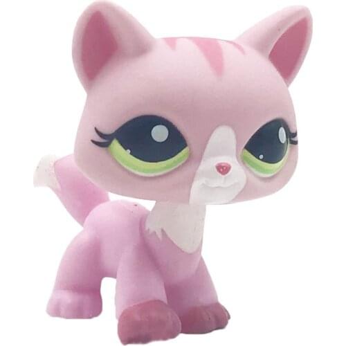 LPS CAT rare pet shop cute toys cat #1788 short hair standing pink white kitty green eyes collectible gift toys figure original