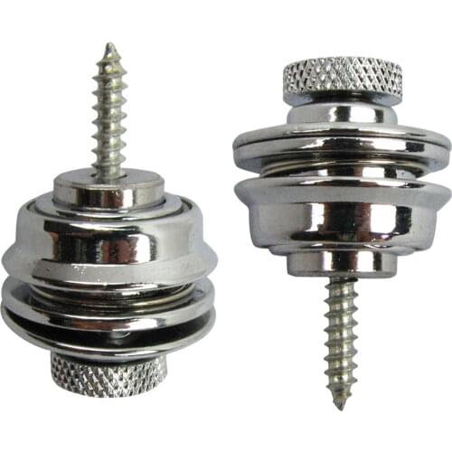 FLEOR 2pcs Chrome Metal Electric Guitar Bass Strap Lock Skidproof StrapLocks Flat Head Guitar Accessories