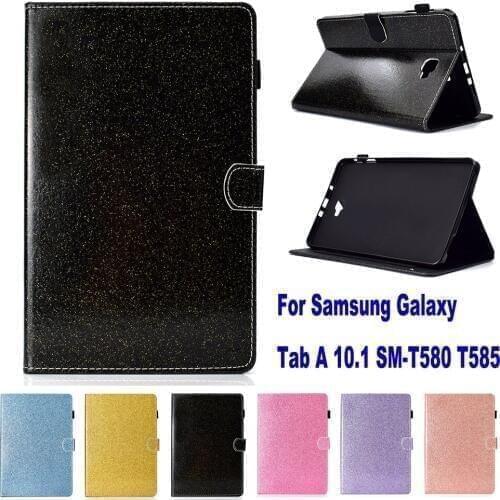 Glitter Bling Flip Case For Samsung Galaxy Tab A 10.1" 2016 T580N SM-T580 10.1 inch Stand Cover Pouch Shinning Sleeve Capa Gift