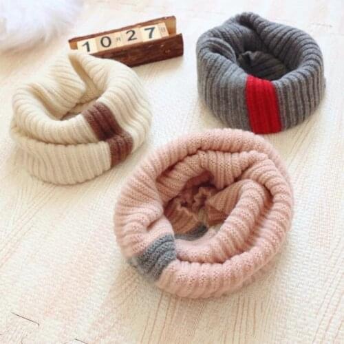 2020 New Childrens Solid Color Knit Scarf Winter Fashion bib Boy Girl Kids Baby Kerchief Wool Cotton Warm Slouchy Fashion