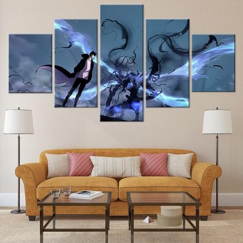 Solo Leveling Cartoon Painting Frame Anime Poster Wall Art Picture for Living Room Decor Wall Hanging Painting Birthday Gift