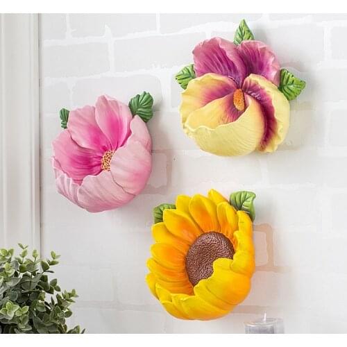 Modern Fengshui Wall Hanging Flower Storage Box Resin Ornaments Art 3D Wall Sticker Decoration Home Livingroom Wall Mural Crafts