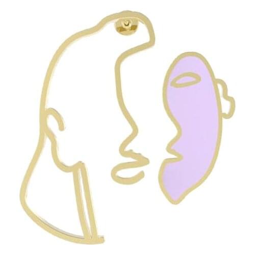 Timlee E005 Free Shipping Temperament Drip Oil Abstract Face Contour Asymmetric Studs Earrings,Personality Jewelry wholesale