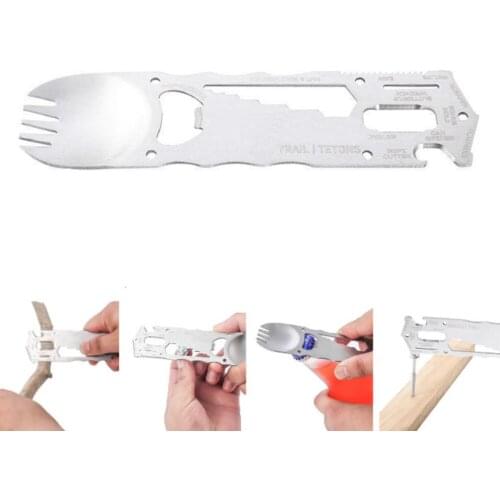 12 In 1 Camping Outdoor Cutlery Picnic Travel Spoon Tableware Fork Ultralight Pure Stainless Steel Spork Tourist Dinnerware Tool