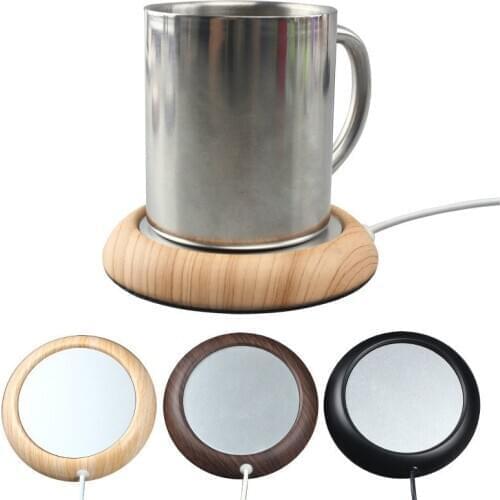 USB Wood Grain Cup Warmer Heat Beverage Cup Heater Mat Keep Drink Hot Warmer Cup Coasters Portable