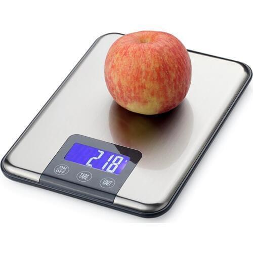 15KG LCD Electronic Kitchen Scales 15kg 1g Stainless Steel Diet Food Digital Scale Touch Grams Weighing Balance Blue Backlight
