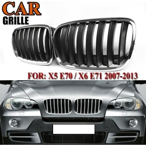 X5 X6 Grill Black+Chrome Frame Front Bumper Kidney Grille for -BMW X5 E70 X6 E71 2007-2013 51137157687 51137157688