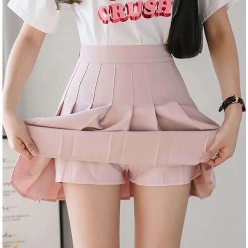 Women Fashion Summer High Waist Pleated Skirt Wind Cosplay Skirt Kawaii Female Mini Skirts Short Under It Sweet Girls DanceSkirt