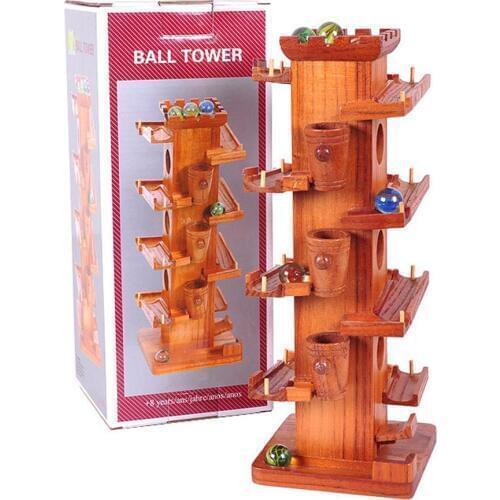 Funny Marble Ball Run Wooden Tower Construction Track Game Educational Kids Toy gift for children