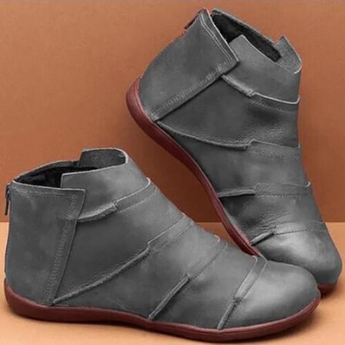 Women Autumn Ankle Boots Zipper Shoes Woman Female Flat Boots Womens Fold Leather Shoes Ladies Fashion Retro Footwear