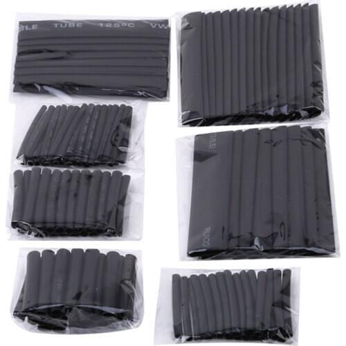 127pcs Black 7 Sizes Assorted Bagged flame-retardant Heat Shrinkable Tube Combination Sets Car Accessories