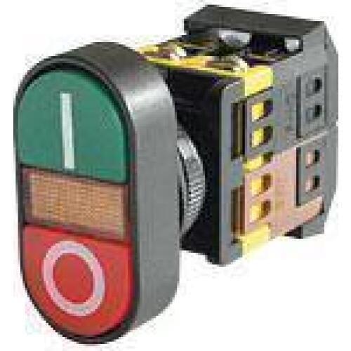 2pcs 380VAC Start-stop Double Pushbutton With LED Pilot Lamp