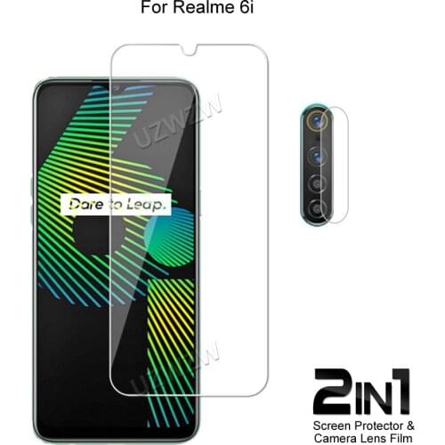 2 in 1 For Realme 6i Camera Lens Film & Screen Protector Guard Protective HD Tempered Glass Explosion Proof Anti-Shock