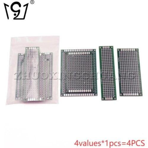 4PCS 2*8 3*7 4*6 5*7 Double-sided solder spraying board Universal board hole board PCB circuit board 4values*1pcs