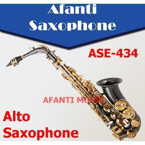 Afanti Music Eb tone / Brass body / Black Nickel Gold Alto Saxophone (ASE-434)