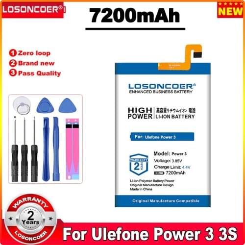 LOSONCOER 6600mAh Battery For Ulefone Power 3 3S