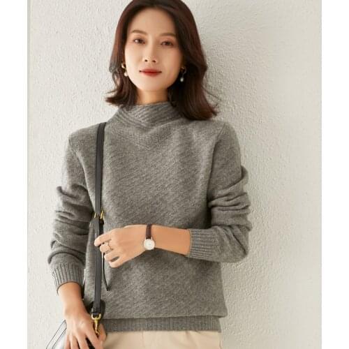 BELIARST 2021 Half High Collar Pure Wool Sweater Women Thickened New Fashion Short Paragraph Hedging Knitted Warm