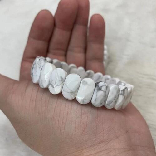 White howlite stone beads bracelet natural gem stone jewelry bangle DIY jewelry bracelet for woman for man wholesale
