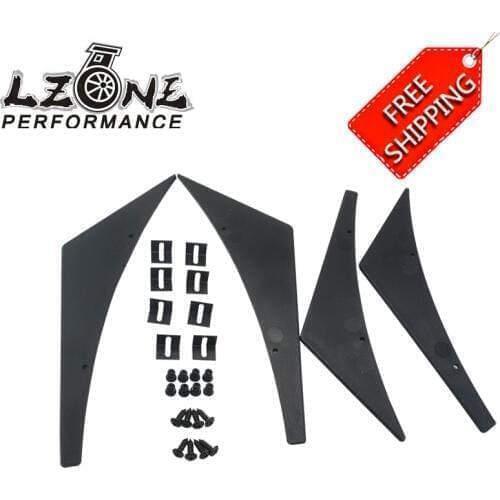 FREE SHIPPING - New Universal Fit Front Bumper Lip Splitter Fins Body Spoiler Canards Valence Chin JR-BS21