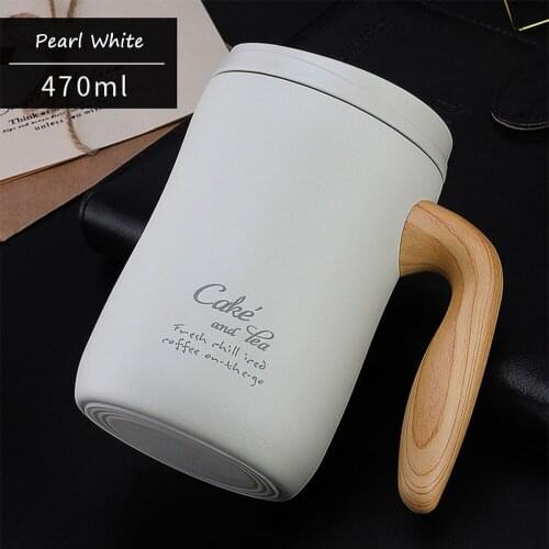 Wood Handle Household Thermos Water Bottle Cup Coffee Sport Hot For Tea Stainless Steel Mugs Travel Flask Vacuum Milk Leakproof