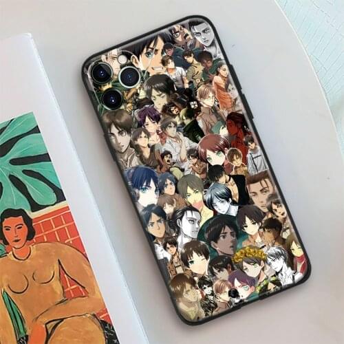 Eren Jaeger Collage Attack on Titan Glass Soft Silicone Phone Case FOR IPhone SE 7 8 Plus X XR XS 11 12 Mini Pro Max Cover Shell