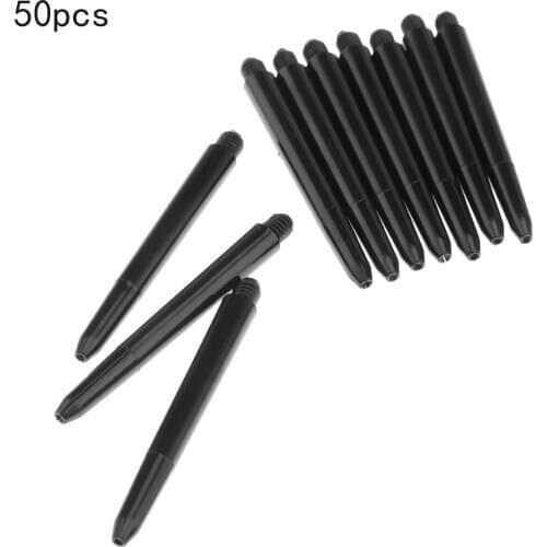 Gohantee 50Pcs of Nylon Dart Shafts Stems Medium Length 48mm 2BA Screw Thread Durable Dart Rod Darts Accessories Set Black Color