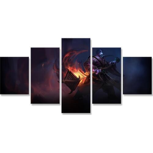 LoL Jax Canvas Painting 5 Panel Wall Decor Print Poster Paintings Canvas Game Picture Home Decorations for Living Room