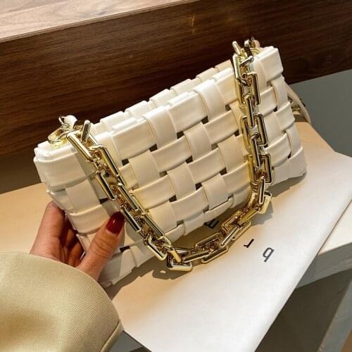 Classic Thick Chain PU Leather PU Leather Crossbody Bags 2021 Luxury Famous Brand Ladies Shoulder Handbags Square Bag