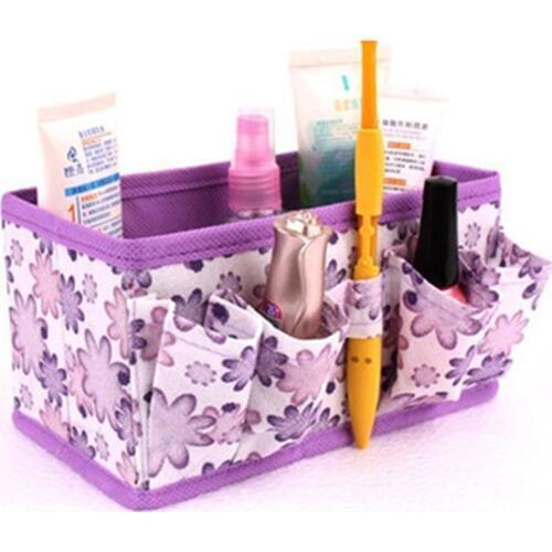 2016 Hot Selling Multifunction Makeup Cosmetics Storage Box Organizer Beauty Flower Case fabric Home Storage Boxes HG0032