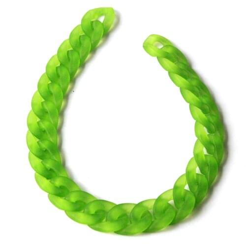 80pcs Matte Green Acrylic Curb Chain Links, Translucent Plastic Curb Chain Links, Open Link per Size 23mmx16mm