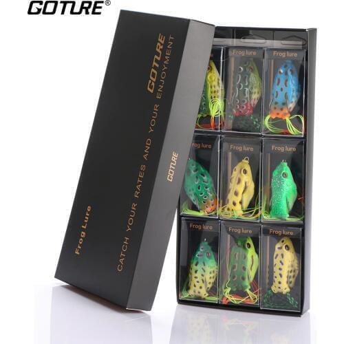 Goture 9pcs/lot Topwater Soft Silicone Fishing baits Freshwater 5.5cm 12.5g Frog Lures With Box