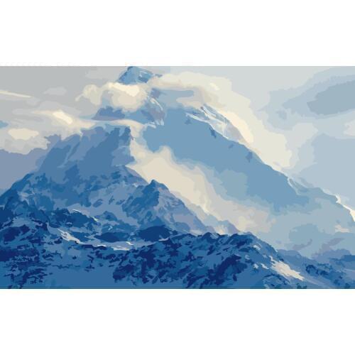 Painting By Numbers DIY Dropshipping 40x50 60x75cm Cloudy snow mountain Scenery Canvas Wedding Decoration Art picture Gift