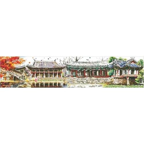 Four Seasons Pavilion patterns counted 11CT 14CT DIY Cross Stitch Sets wholesale Cross-stitch Kits Embroidery Needlework