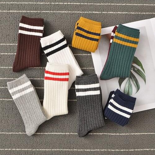 Socks Women Korean Version Japanese Striped Tube Pile Socks Spring Ins Woman Tide Socks College Style Skarpety Cotton Sox Sokken