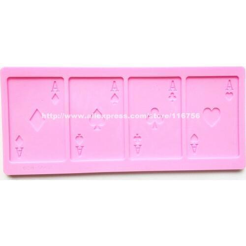 NEW! Free Shipping Fondant Cake Chocolate Silicone Mold Sugar Paste Sugar Art Tools Cake Decoration Poker A 608