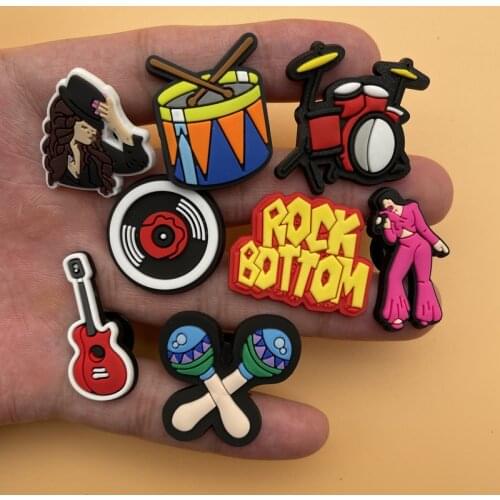 Single Sale Shoe Charms Funny Character Musical Instrument PVC Slipper Accessories For Croc Jibz Kids Party Gifts 15P-14L-3