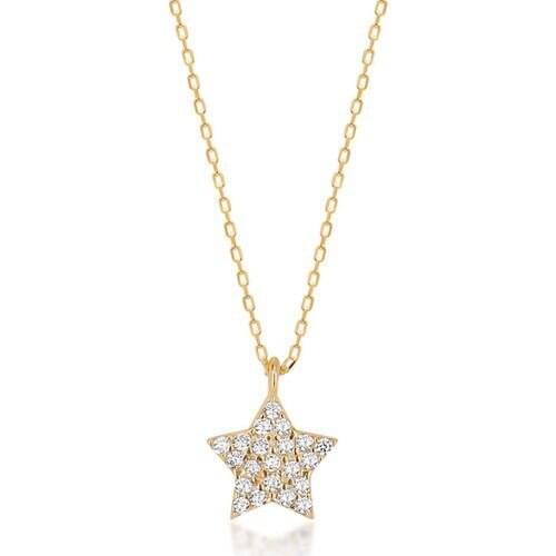 Coşar Silver Zircon Cubic Zirconia Diamond Montür Star Silver Necklace