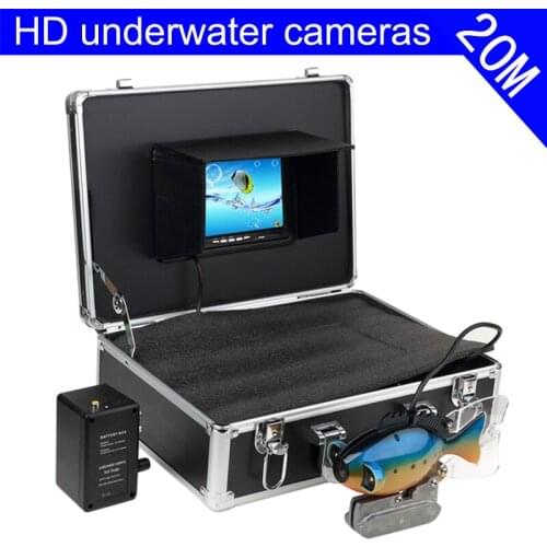 20m Cable HD Underwater Fish Camera with 7 Inch Monitor Underwater Fishing Camera 2Pcs White Leds Fish Finder Camera