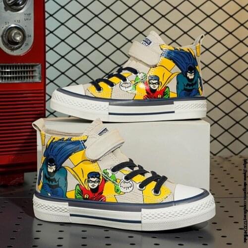 Disney Girls Boys Casual Shoes Spring Autumn Toddler Infant batman Canvas High Top Student Sneaker Outdoor Kids Child Shoes