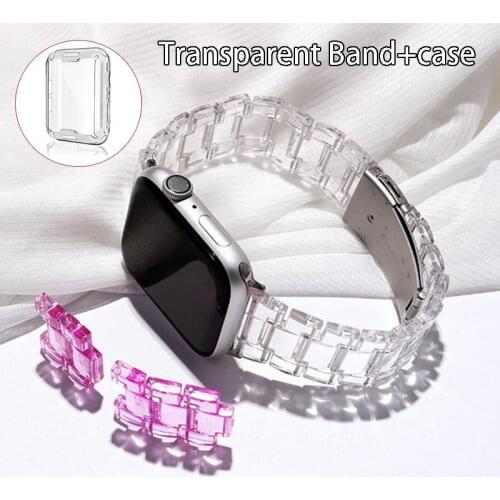 Transparent strap suitable for iwatch se full transparent plastic strap 42 38 iwatch 6 series5 4 3/2 strap 44mm 40mm transparent