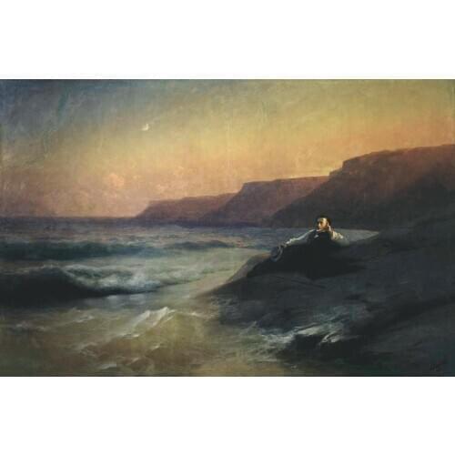 Russia Ivan Aivazovsky Sea seascape oil painting Pushkin on the coast Black Sea 1887 GOOD PRINT Reproductions ART painting