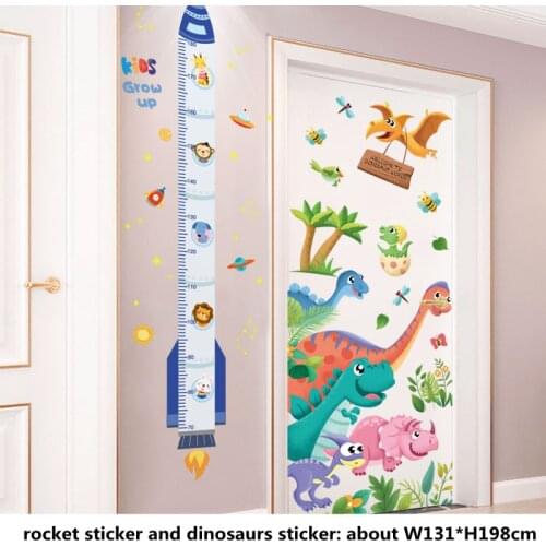 [SHIJUEHEZI] Dinosaurs Animals Wall Stickers DIY Cartoon Rocket Mural Decals for Kids Rooms Baby Bedroom Nursery Home Decoration
