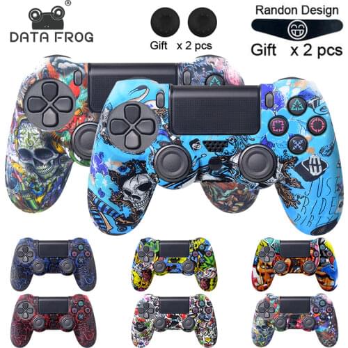 Data Frog Silicone Case For Playstation 4/PS4 Pro/PS4 Slim Controller Gamepad Case for PS4 joystick Silicone Caps Accessories